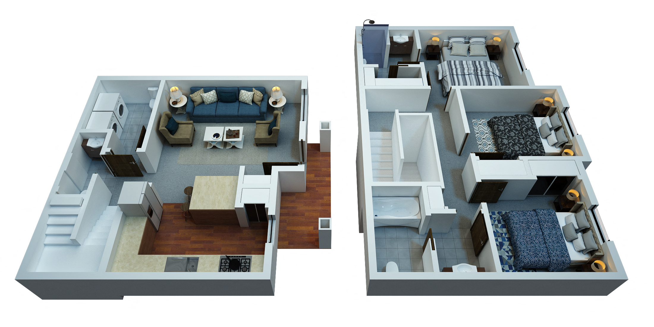 Floor plan for 3 beds, 2 baths, 1310 sqft